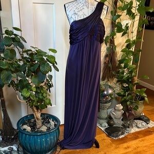 David's Bridal One-Shoulder Gown in Deep Purple